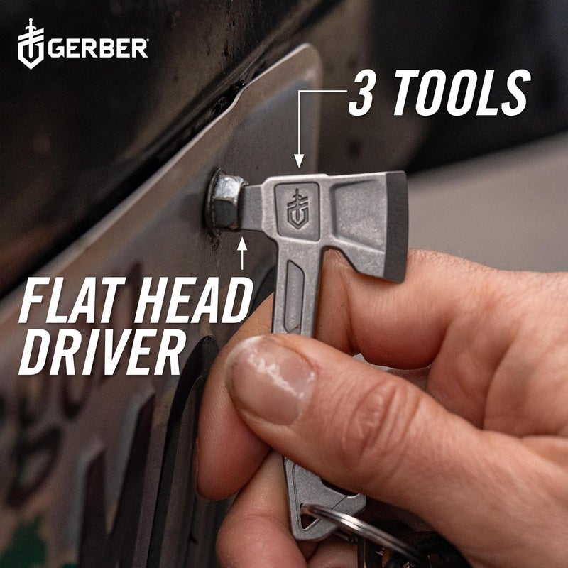 Gerber Gear Hatchet Keychain 3-in-1 Multitool, Clips to Pocket or Keychain with Bottle Opener, Flathead Driver, Package Opener, EDC Gear for Everyday Carry - Image 3